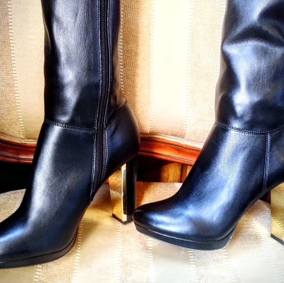 Calvin Klein Pammie Black Leather Boots - Picture 3 of 6